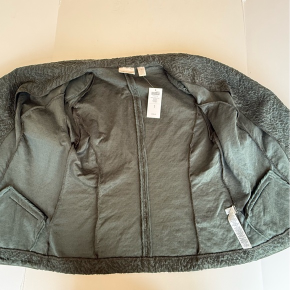 Chico’s Textured Drape Front Jacket Blazer Evergreen Forest Green Sz 8-NWT - Picture 4 of 12